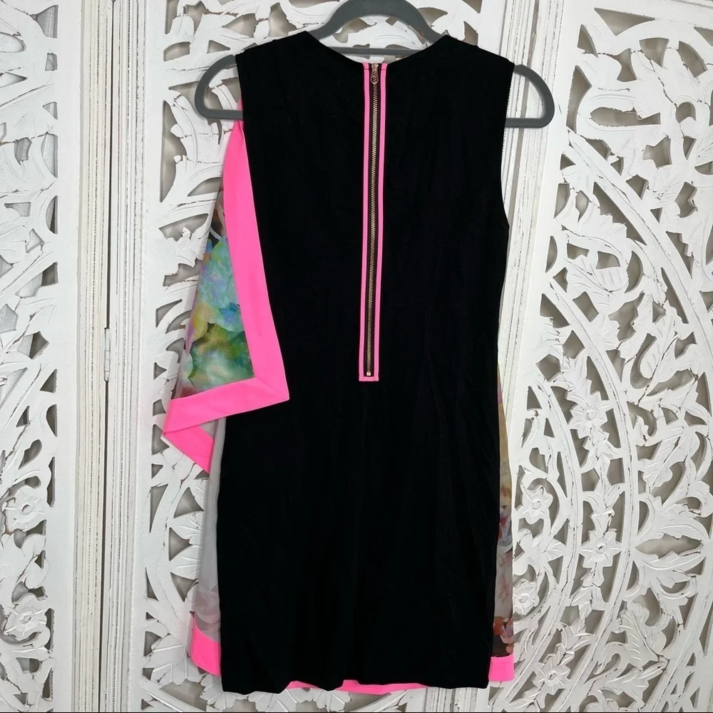 Ted Baker London Black Elsee Dress With Pink Floral Scarf Front